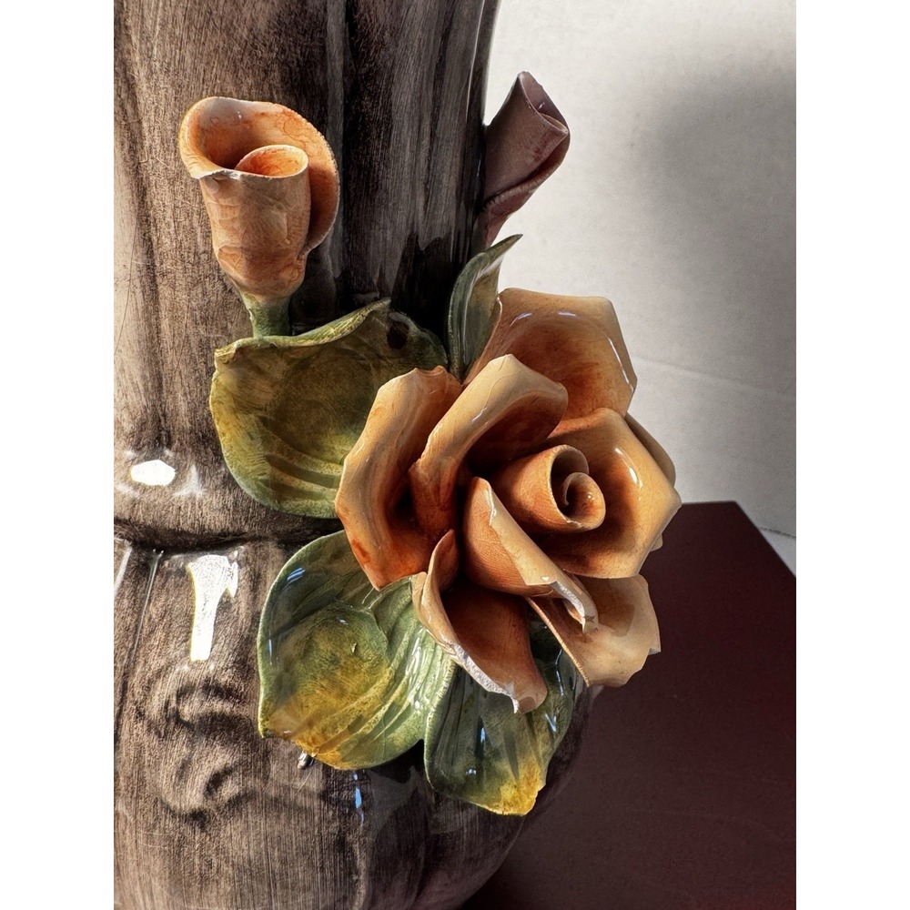 Vintage Italian Crown Capodimonte Vase 12" Ceramic AS1032 Italy - Picture 10 of 16
